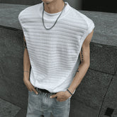 Threebooy Men's Fashion Trend Jacquard Design Sleeveless T-Shirt Summer American High Street Handsome Simple Y2k Waistcoat Vest Men