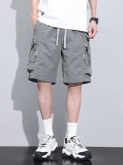 Threebooy Summer Thin Shorts for Men Cargo Pants Side Pockets Baggy Joggers Bermuda Knee Basketball Short Pant Male M-4XL