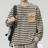 Threebooy Men's Striped Long Sleeved T-shirt Men's Trendy T-shirt Men's Hoodie Men's Base Shirt Top