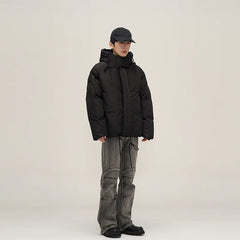 Threebooy Stand collar windproof cotton jacket men's autumn winter new loose short warm bread cotton jacket