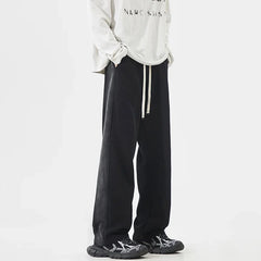 Threebooy Autumn New Baggy Straight Men's Solid Color Casual Pants Simple Comfortable Wide Leg Pants Sweatpants Fashion Male Trousers