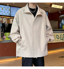 Threebooy New jacket man Spring Windbreaker Men's Casual Climbing Waterproof Jacket Solid Lapel coat Unisex Fashion Gorpcore Youth