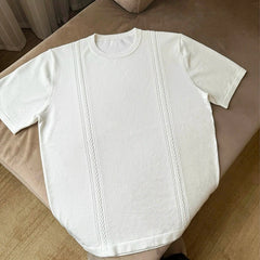 Threebooy New Fashion Men Business Tops Light Luxury Leisure Knitted O Neck T-shirts for Man Popular Cleanfit Style Short Sleeve Knitwear
