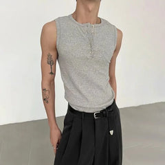Threebooy Mens Tight Fitting Casual Sleeveless Shirt Summer Solid Color Casual Breathable Sweat Wicking Sports Top Men's Clothing Unisex