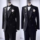 Threebooy Luxury Beaded Wedding Groom Tuxedos 2 Piece Blazer Pants Peak Lapel One Button Formal Occasion Prom Party Banquet