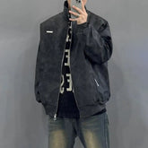 Threebooy Mens Leather Jacket Metal Zipper Pocket Windproof Leather Jacket Winter Casual High Street Versatile Coat Couple's Costume
