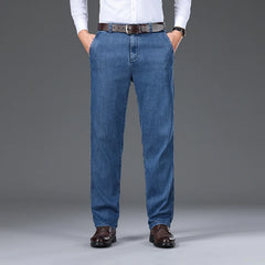Threebooy Business Men's Jeans Autumn New Fashion Stretch Straight Casual Trousers Loose Comfortable Brand Classic Denim Pants Male