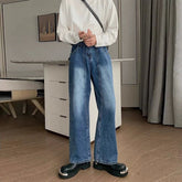 Threebooy New Korean Cleanfit Male Jeans Luxury Naples High Waist Wide Legs Denim Pants Fashion Solid Color Retro Premium Elegant Trousers