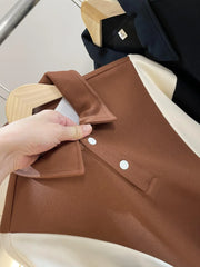 Threebooy Retro College Style Design Autumn Men Women Trendy Contrasting Color Splicing Lapel Long-sleeved Versatile POLO Shirt Sweatshirt