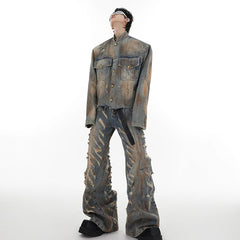 Threebooy Men's Deconstructed Denim 2-Piece Set