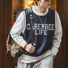 Threebooy Preppy Knitted Vest for Male Ivy Style Clothing Casual City Boy Letter Sweater Vest Sleeveless Tops Spring New
