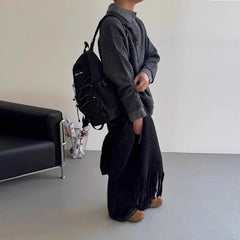 Threebooy New American Chic Polo Neck Men Sweater Light Luxury Fake Two Piece Knit Pullover Trendy High Quality Long Sleeve Knitwear M-2XL