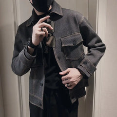Threebooy High-end Jacket Men New Trendy Brand Lapel Work Jacket Men High-end Street Tops Jackets
