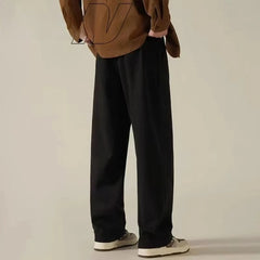 Threebooy American High Street High-end Black Straight Leg Trousers Versatile Trendy Loose Wrinkle Resistant Drooping Feeling Suit Pants