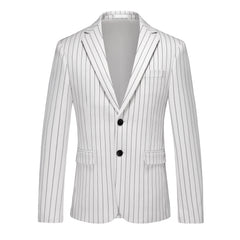 Threebooy High-quality, fashionable, stylish and versatile striped men's stand, slimming and fashionable plus-size suit three-piece set