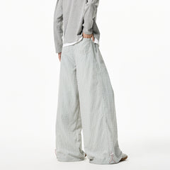 Threebooy Summer Loose Wide Leg Striped Trousers Unisex High Street Fashion Trendy Casual Wear Oversize Streetwear Long Pants Lightweight