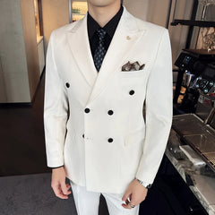 Threebooy Brown Double-Breasted Men's Casual Suit Three-Piece Set Wedding Dress New Style for Groomsmen And Special Occasions