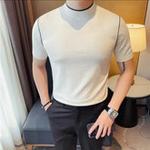 Threebooy Summer Ice Silk Knitted Short Sleeved T-shirt Men's Versatile Casual Round Neck Simple T-shirt Social Streetwear Tee Tops