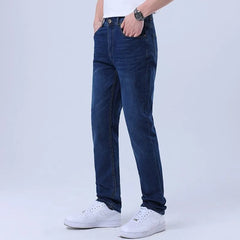 Threebooy Men's Jeans Autumn New Thin Stretch Slim Casual Trendy Straight Trousers
