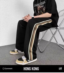 Threebooy Striped Men's Spring and Summer New Style Versatile Handsome Casual Trendy Brand High Street Straight Sports Sweatpants
