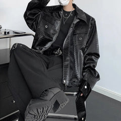 Threebooy American High Street Fashion Trend Hip Hop Leather Jacket Men Autumn And Winter New Casual Pu Leather Short Y2k Jacket Men