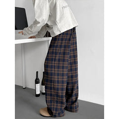 Threebooy Summer Casual Pants Men Oversized Plaid Pants Men Streetwear Hip-hop Loose Wide Leg Pants Mens Vintage Trousers Plus Size 5XL