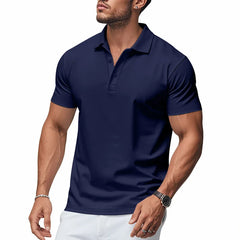 Threebooy European American Men's Casual Breathable Quick-drying POLO Short Sleeves