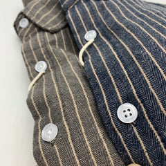 Threebooy 55% Linen 45% Cotton Vintage Striped Shirts for Men American Casual Retro Loose Blouses Spring Autumn Long Sleeve Male Tops