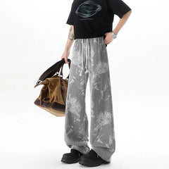 Threebooy Streetwear Jeans Unisex Straight Loose Fit Fashion Trendy Print Design Urban Casual Pants Unique Style Streetwear Denim Trousers