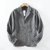 Threebooy Striped Pleated Shirt Jacket Advanced Lightweight Elastic Breathable Casual Suit Men Korean Elegant Thin Suit Three-button Coat