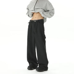 Threebooy American Style Wide Leg Straight Cargo Pants Letter Printed Men's Baggy Casual Fashion Overalls Streetwear Male Mopping Trousers