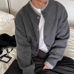 Threebooy Old Money Vintage Cardigan Coat Light Luxury Knitted Lapel Long Sleeve Men Sweater Jacket Leisure Premium Quality Knitwear M-3XL