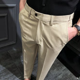 Threebooy British High Waist Straight Pants Men Social Trousers Pant Italian Mens Formal Pant Pantalones Hombre Dress Ankle Pants 38