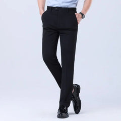Threebooy Men's Suit Trousers Spring Autumn Straight Elastic Iron-free Workwear Father's Trousers Business Casual Trousers