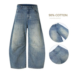 Threebooy Vintage Baggy Men's Jeans Y2K Pants Autumn New American Hip Hop Streetwear Cotton Loose Wide Legs Denim Trousers Oversize