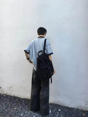 Threebooy Large Capacity Fashionable Backpacks Travel Bag New Korean INS Street Functional Dark Backpack