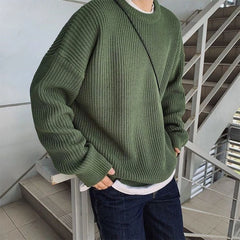 Threebooy Sweater Men Oversize Knit Pull Homme O-neck Male Knitted Sweater Pullover Jumper Harajuku Casual Streetwear Korean Men Sweaters