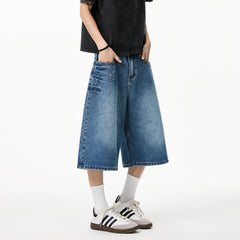 Threebooy Mens Calf length jeans Loose Fit Summer Studded Rivet Casual Streetwear Lightweight Comfort Cool Trendy 2023 Fashion weid leg