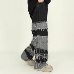 Threebooy Y2K Streetwear Baggy Stacked Jeans Pants Men Clothing Patchwork Straight Loose Long Trousers Pantalones Hombre