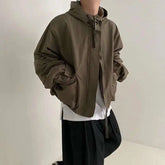 Threebooy New Style Hooded Jacket Spring Loose Trend Cargo Jackets Zipper Solid Color Fashion Tide Casual Men's Clothing
