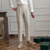 Threebooy Summer Thin Business Pants Apricot Color Versatile Trousers Men's Nine-point High-waist Suit Pants