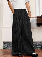 Threebooy plus Size Men's Casual Striped Suit Pants Leisure Wide Leg Trousers for plus Size Men