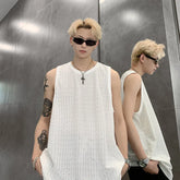 Threebooy Men Ice Silk Hellow Sleeveless TShirts O-Neck Vest Summer Male Loose Casual Tank Tops Fashion Oversized Singlets Male Clothing