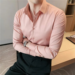 Threebooy New product Men's stylish casual pure cotton business shirts/Male slim fit lapel Dress long sleeve shirts/Leisure Tops