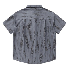 Threebooy Hip Hop Snake Print Shirt Coats Men Oversized Summer Short Sleeve Shirts Streetwear Harajuku Blue Diamond Design Casual Blouse