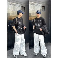 Threebooy Sports Pants Man Baggy Parachute Pants Y2K Oversize Joggers Streetwear Tracksuit Black Wide Leg Trousers for Men