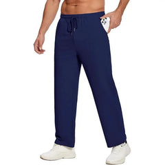 Threebooy Men's Open Straight Fitness Sports Pants Casual Pants with Pockets