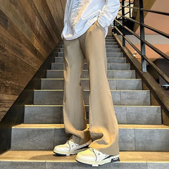 Threebooy Men's Four Seasons New Mid-Waist Micro-Flared Casual Pants Fashion trend Leisure Mens Flared Leg Trousers Korean Pants Men