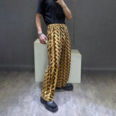 Threebooy Fashionable Design Niche Retro Gold Velvet Y2k Trousers Men Autumn And Winter High-End Casual Wide-Leg Straight Trousers Men