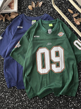 Threebooy American Retro Jersey Short-sleeved T-shirt Men's Trendy Quick-drying Mesh Breathable Loose Casual V-neck Racing Suit Top Chic